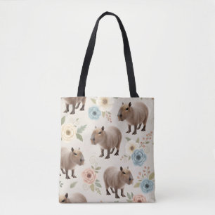 Tote Bag Motif sans couture de capybara à l'aquarelle migno
