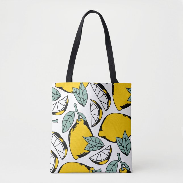 Tote Bag Motif sans couture de citrons dessinés à la main b (Devant)