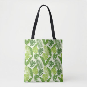 Tote Bag Motif sans couture de feuilles tropicales & Monste