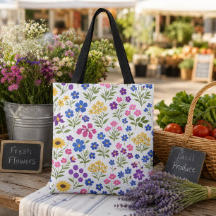 Tote Bag Motif sans couture de fleurs sauvages minimaliste