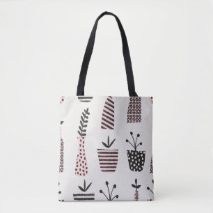Tote Bag Motif sans couture dessiné à la main avec plantes