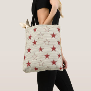 Tote Bag Motif sans couture étoilé rouge et blanc patriotiq