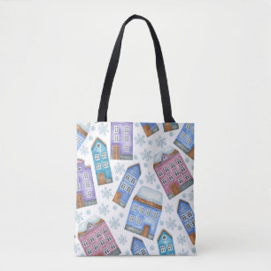 Tote Bag Motif sans couture représentant les maisons d'hive