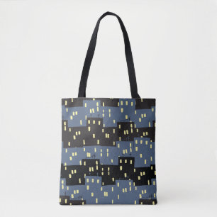 Tote Bag Motif sans Seanless avec une ville la nuit. 