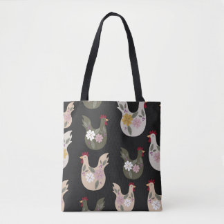 Tote Bag Motif sans soudure de Pâques avec poulet.