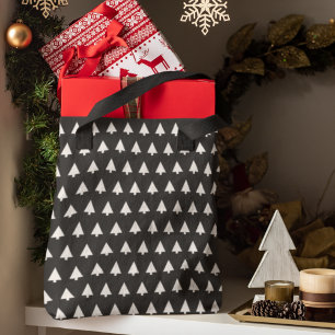 Tote Bag Motif Scandi Tree Noir et blanc minimaliste