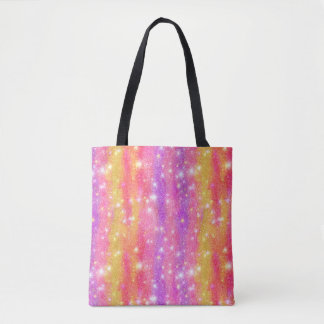 Tote Bag Motif scintillant de paillettes rose orange violet