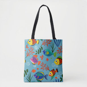 Tote Bag Motif sous-marin de poissons tropicaux colorés