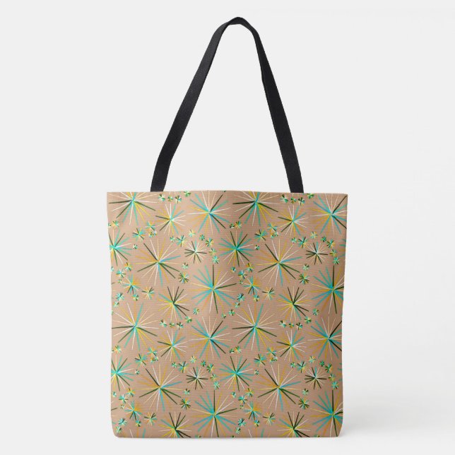 Tote Bag Motif Sputnik milieu du siècle, Taupe Tan (Devant)