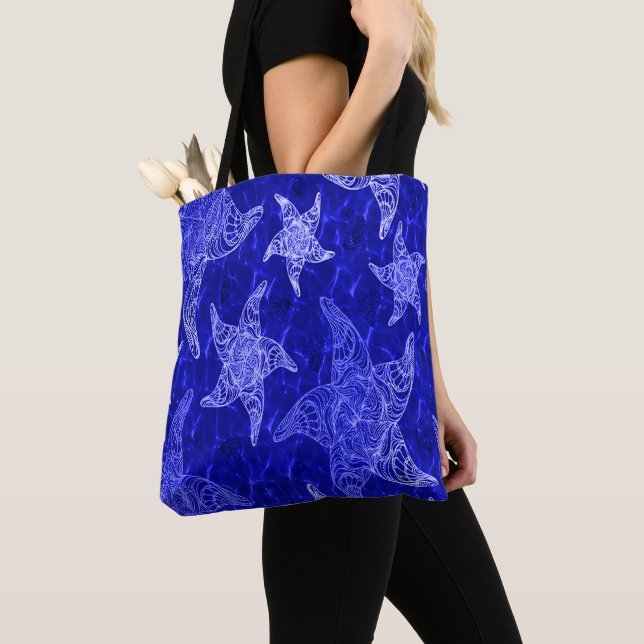 Tote Bag Motif Starfish bleu (De près)