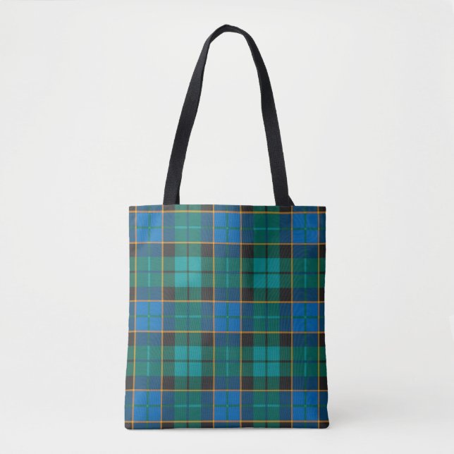 Tote Bag Motif Tartan plaids - bleu traditionnel vert (Devant)