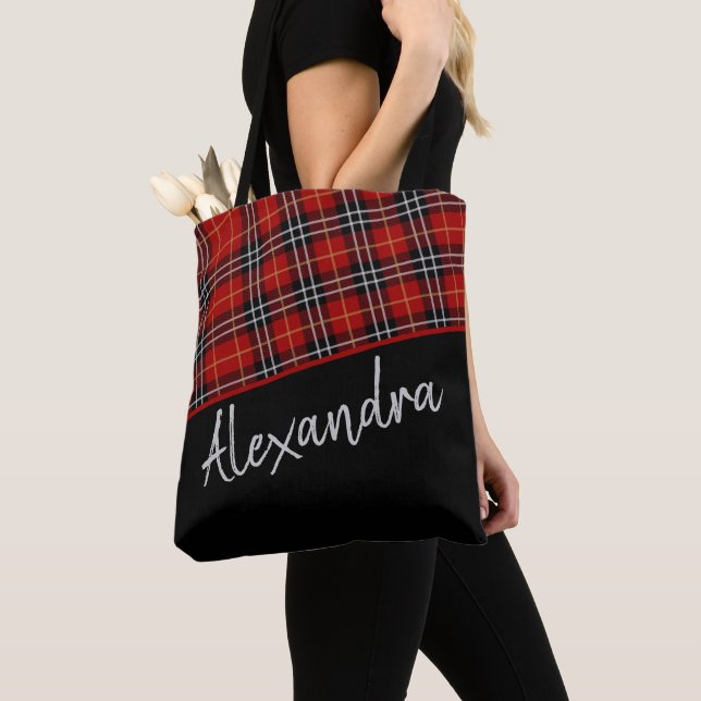 Tote Bag Motif Tartan rouge écossais Personnalisé (De près)