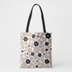 Tote Bag Motif tendance en Taupe, noir et blanc