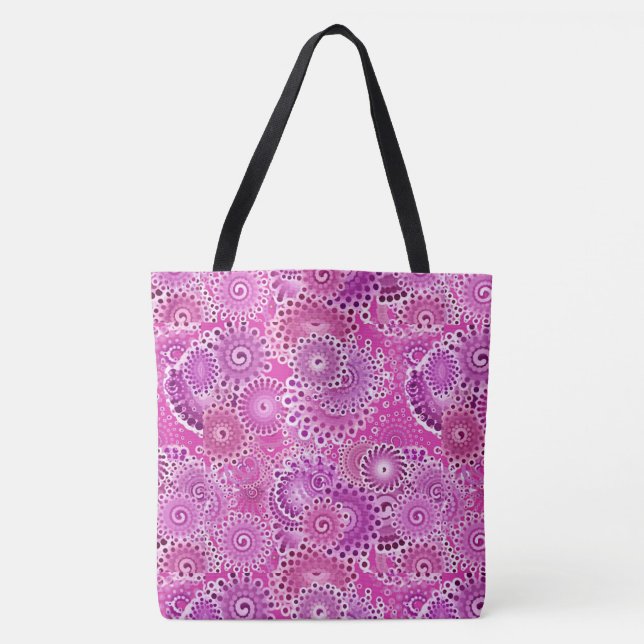 Tote Bag Motif tourbillon fractal, tons violets (Devant)
