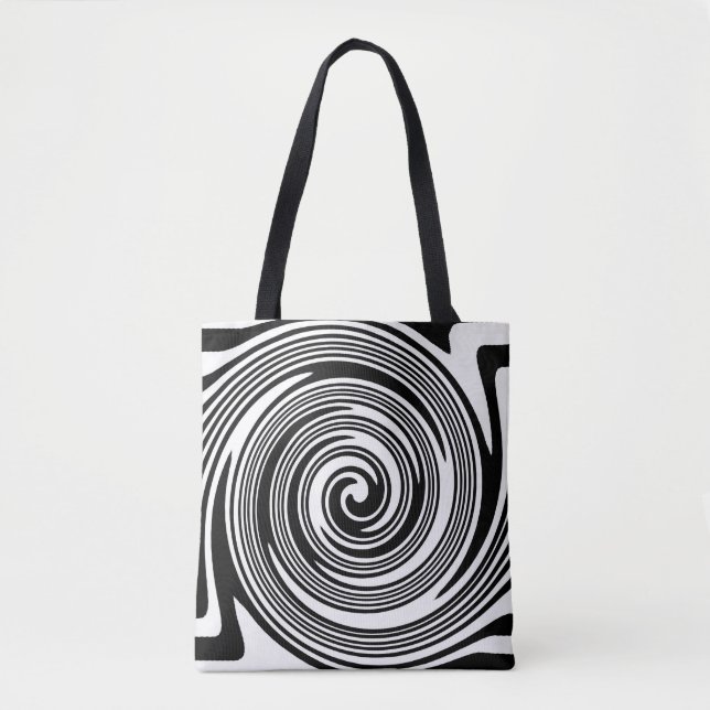 Tote Bag Motif tourbillon noir et blanc (Devant)