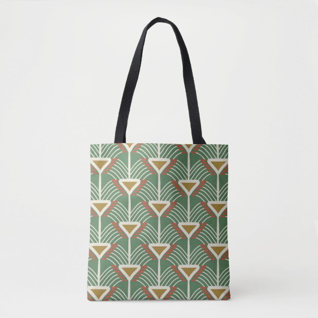 Tote Bag motif transparent vert avec lignes et géométrie sh (Devant)