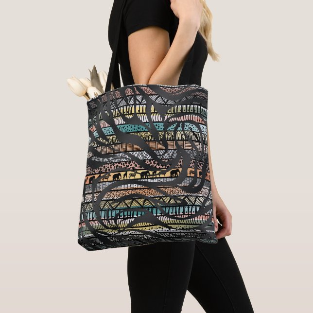 Tote Bag Motif tribal africain Zebra Stripes (De près)