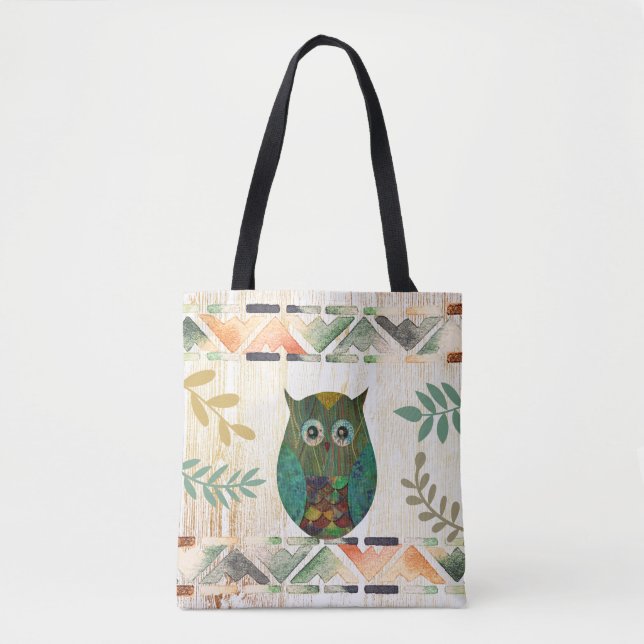 Tote Bag Motif tribal de la Sagesse de hibou (Devant)