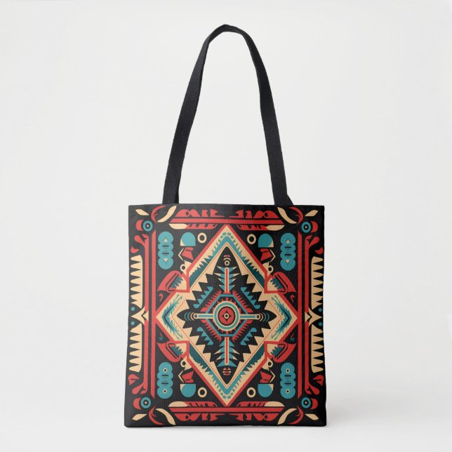 Tote Bag Motif tribal indien Ute coloré (Devant)