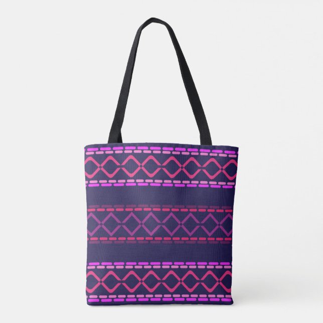 Tote Bag Motif tribal rose et pourpre (Dos)