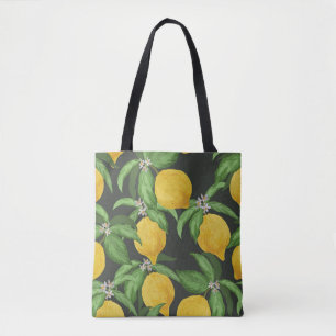 Tote Bag Motif Tropical Citron Vintage