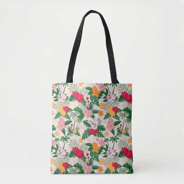 Tote Bag Motif tropical de Pua et Heihei (Devant)