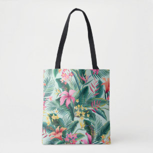 Tote Bag motif tropical fleuri sans coutures avec hibiscus 