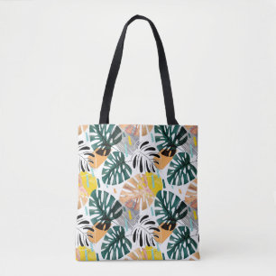 Tote Bag Motif tropicale sans couture. Feuilles verts d'un 