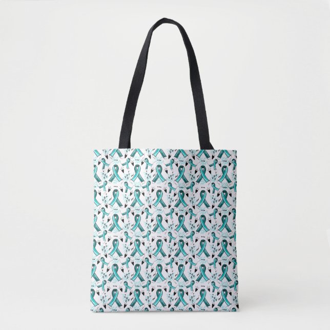 Tote Bag Motif turquoise de sensibilisation au ruban (Devant)