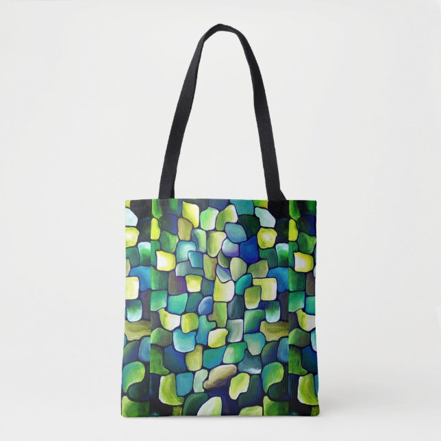 Tote Bag Motif vert Abstrait urbain contemporain (Devant)