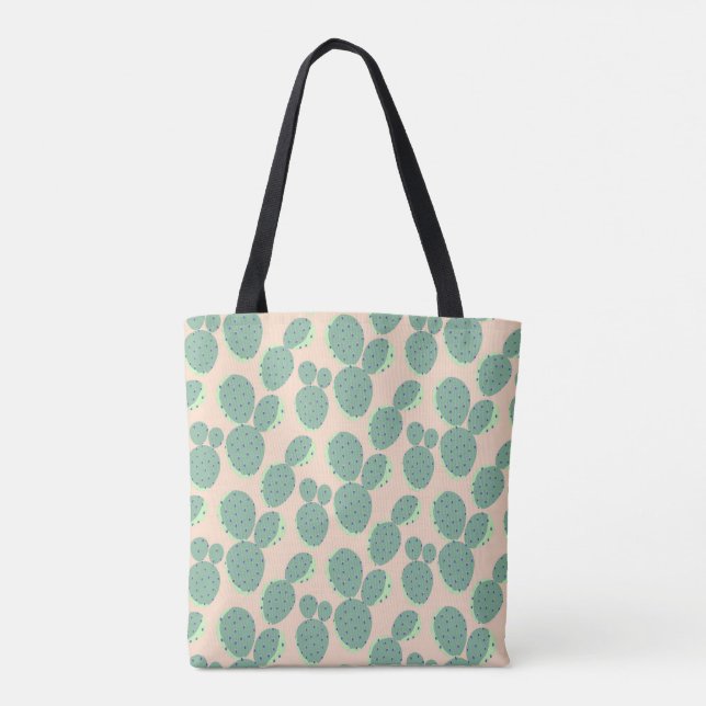 Tote Bag Motif vert et rose de cactus (Dos)