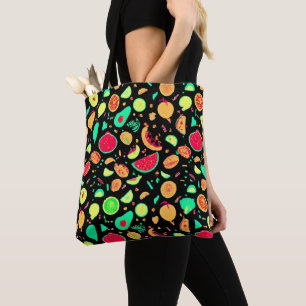 Tote Bag Motif vibrant de fruits de néon