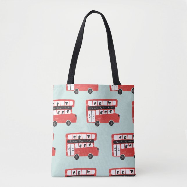 Tote Bag Motif Vintage du bus Red London (Devant)