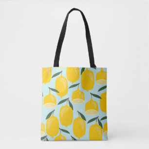 Tote Bag Motif vintage sans soudure avec citrons. Main tend