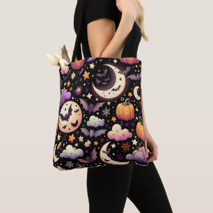 Tote Bag Motif Whimsical Halloween Night Sky