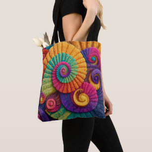 Tote Bag Motifs Abstraits de la spirale vibrante