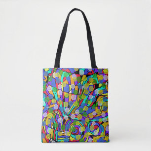 Tote Bag Motifs Abstraits Tourbillonnants de Couleurs Vives