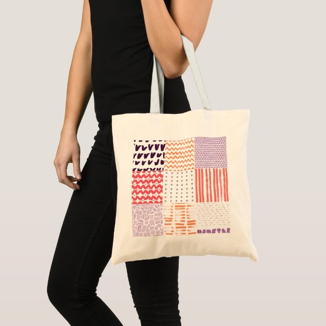 Tote Bag motifs de rappel et de tirage à la main (Devant (produit))