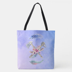 Tote Bag Motifs et fleurs Tomahawk Aquarelle Design