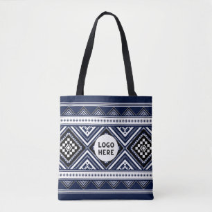 Tote Bag Motifs ethniques Abstraits noirs avec logo