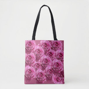 Tote Bag Motifs rose roses et violets