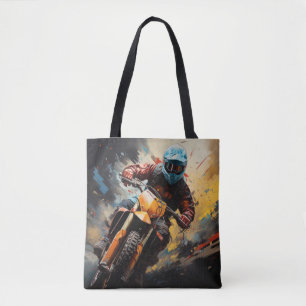 Tote Bag Motocross Action Sport Peinture Art Décor Abstrait