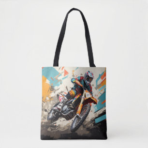 Tote Bag Motocross Action Sport Peinture Art Décor Abstrait