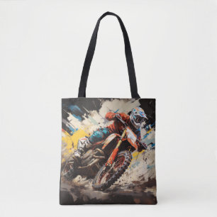 Tote Bag Motocross Action Sport Peinture Art Décor Abstrait