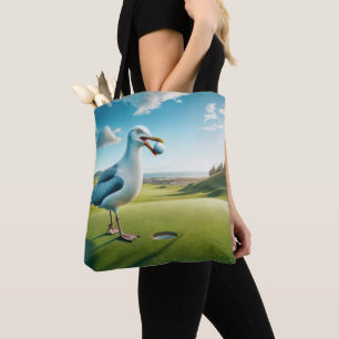 Tote Bag Mouette avec balle de golf dans son bec