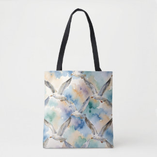 Tote Bag Mouettes à l'aquarelle motif sans couture Maison C