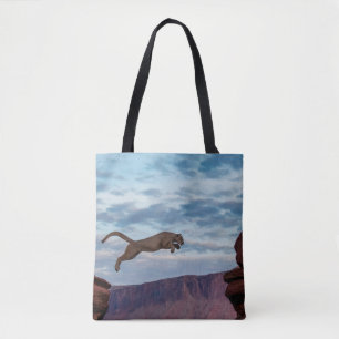 Tote Bag Mountain Lion Jumping Morning Skyjump,lion,animal