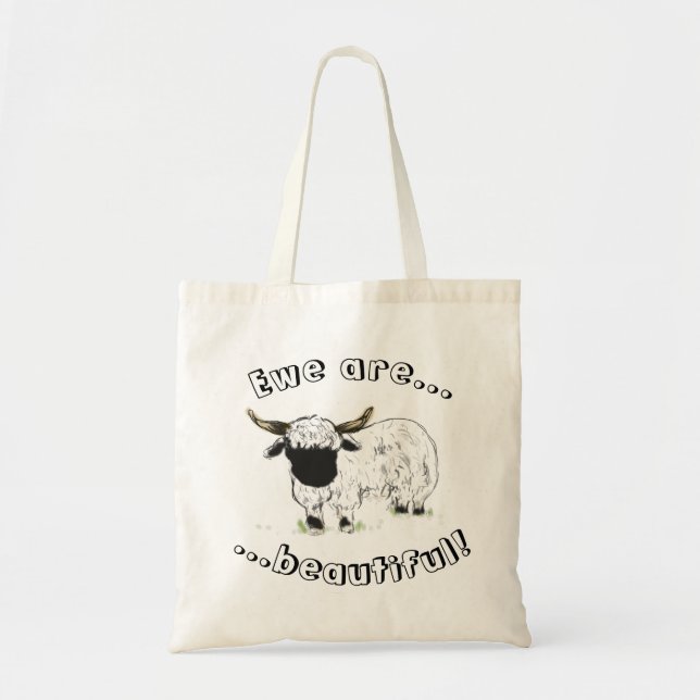 Tote Bag Moutons de blacknose du Valais - la brebis sont (Devant)