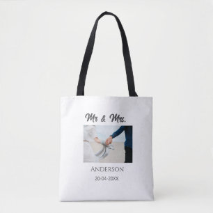 Tote Bag Mr & Mme ajoutent le nom de famille date année fav