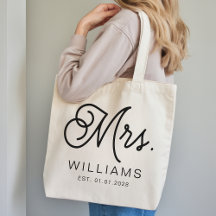 Mrs Modern Script Custom Wedding Newlywed Gift